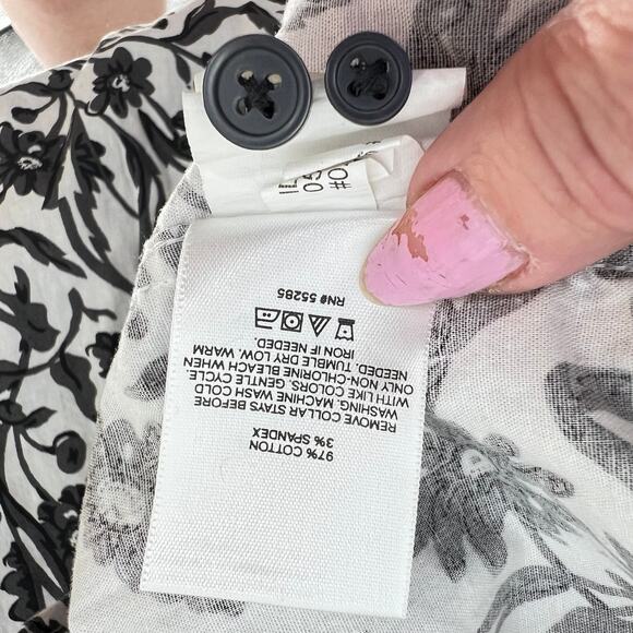 EXPRESS Woman's Neutral Floral Button Front Blouse XXL Office Goth Cottage - Picture 5 of 5